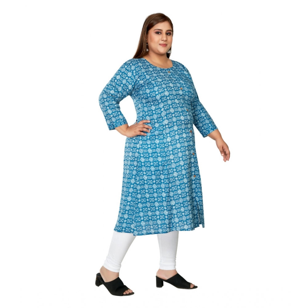 Casual 3/4th Sleeve Regular Printed Pure Cotton Prince Cut A-Line Kurti