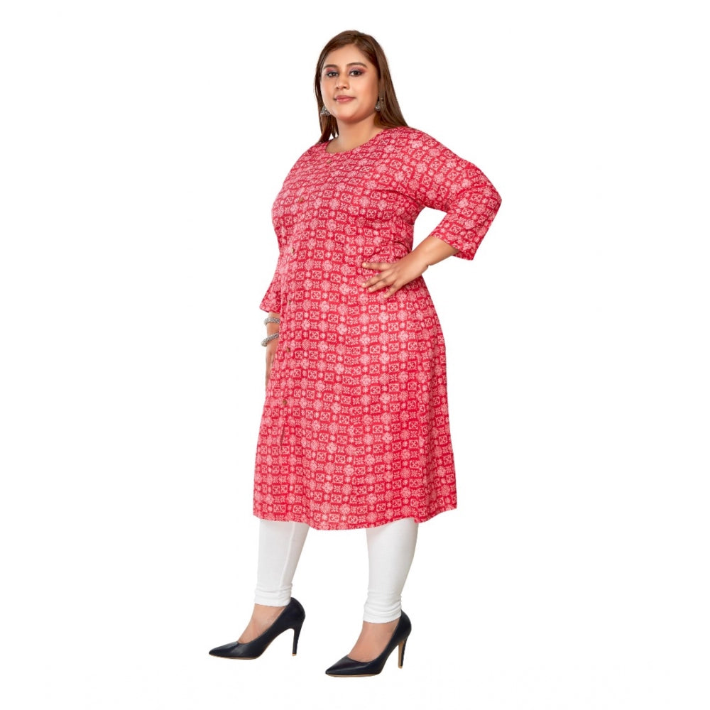 Casual 3/4th Sleeve Regular Printed Pure Cotton Prince Cut A-Line Kurti