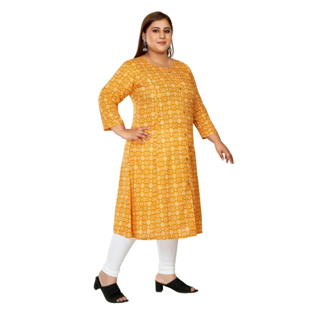 Casual 3/4th Sleeve Regular Printed Pure Cotton Prince Cut A-Line Kurti