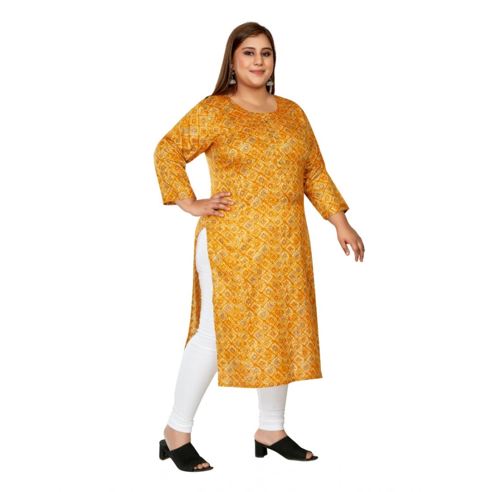 Casual 3/4th Sleeve Golden Foil Printed Capsule Cotton Straight Kurti