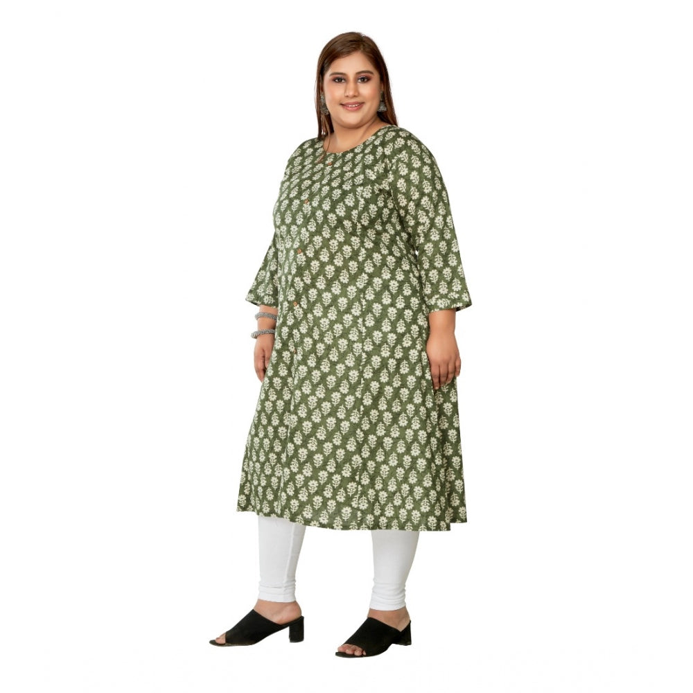 Casual 3/4th Sleeve Printed Pure Cotton Prince Cut A-Line Kurti