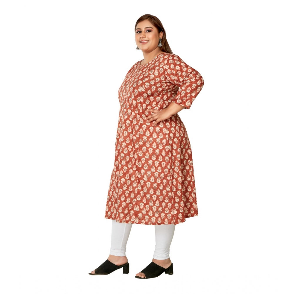 Casual 3/4th Sleeve Printed Pure Cotton Prince Cut A-Line Kurti