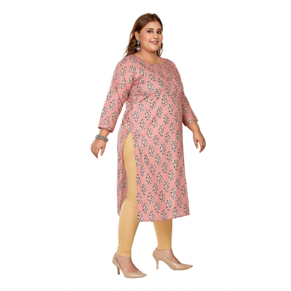 Casual 3/4th Sleeve Golden Foil Printed Pure Cotton Straight Kurti