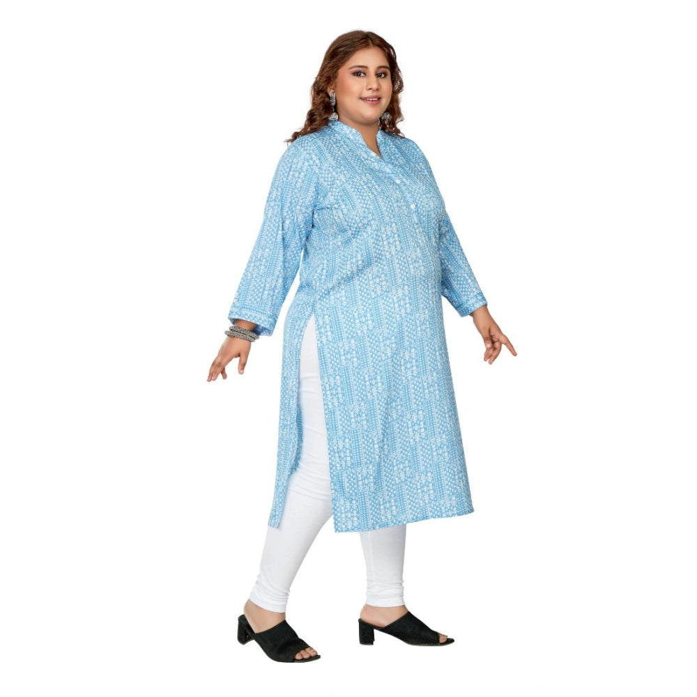 Casual 3/4th Sleeve Full printed Imported Synthetix Straight Kurti