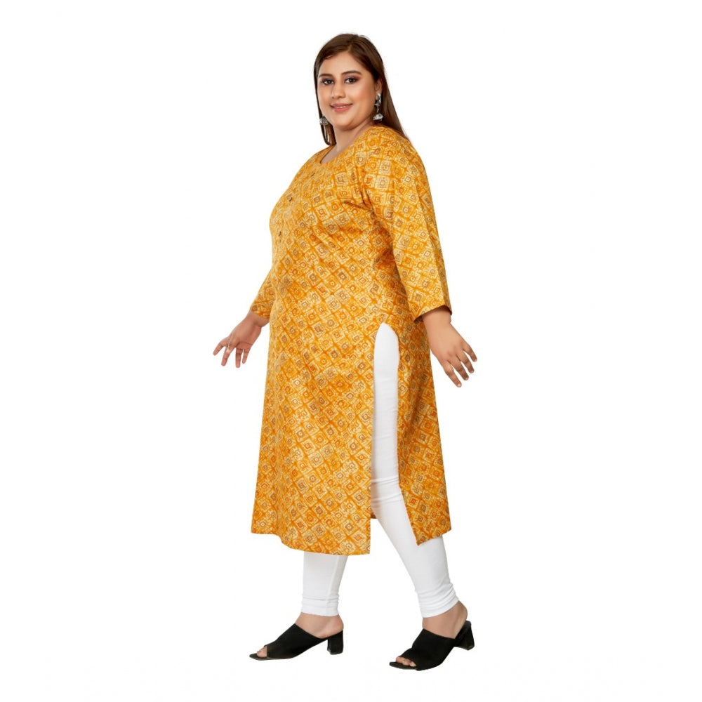 Casual 3/4th Sleeve Golden Foil Printed Capsule Cotton Straight Kurti