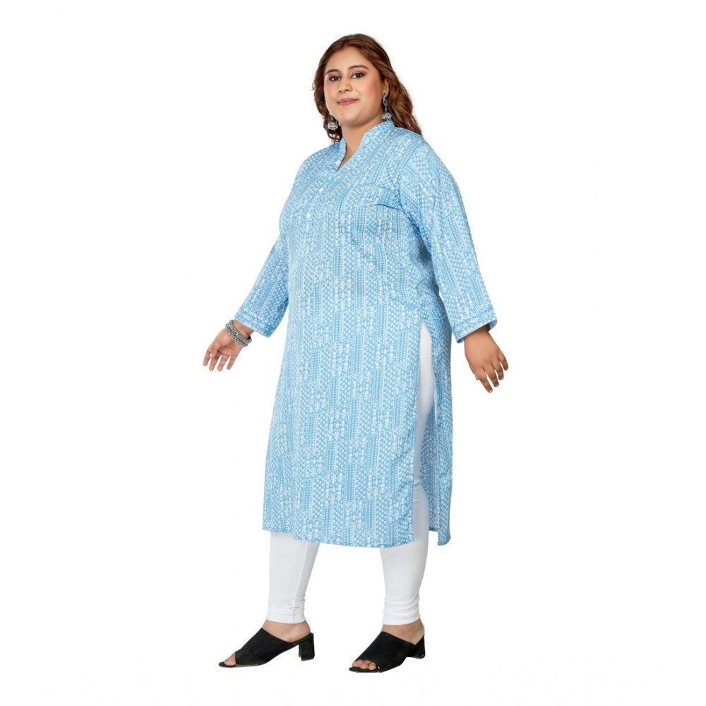 Casual 3/4th Sleeve Full printed Imported Synthetix Straight Kurti