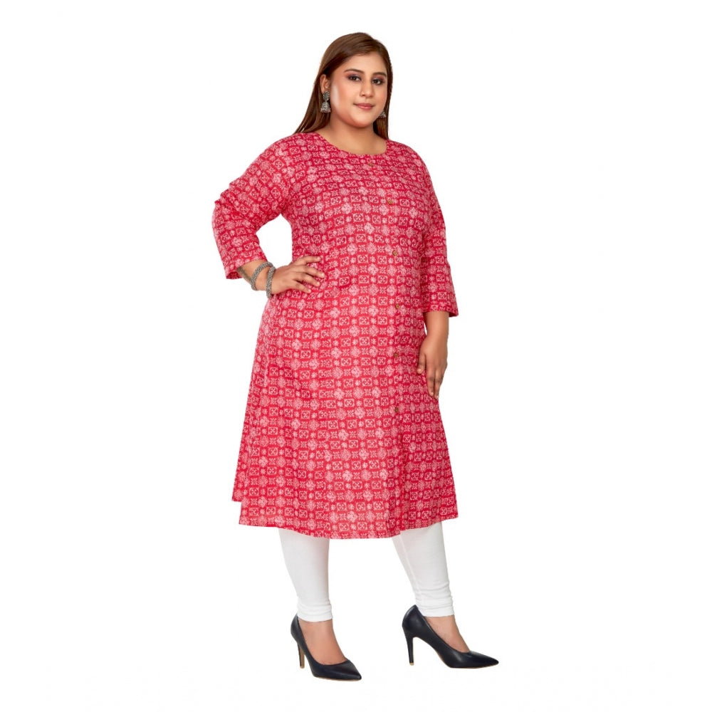 Casual 3/4th Sleeve Regular Printed Pure Cotton Prince Cut A-Line Kurti