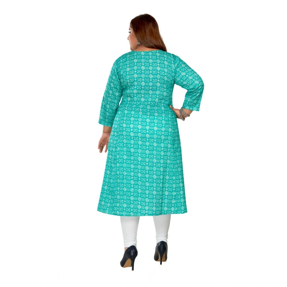 Casual 3/4th Sleeve Regular Printed Pure Cotton Prince Cut A-Line Kurti