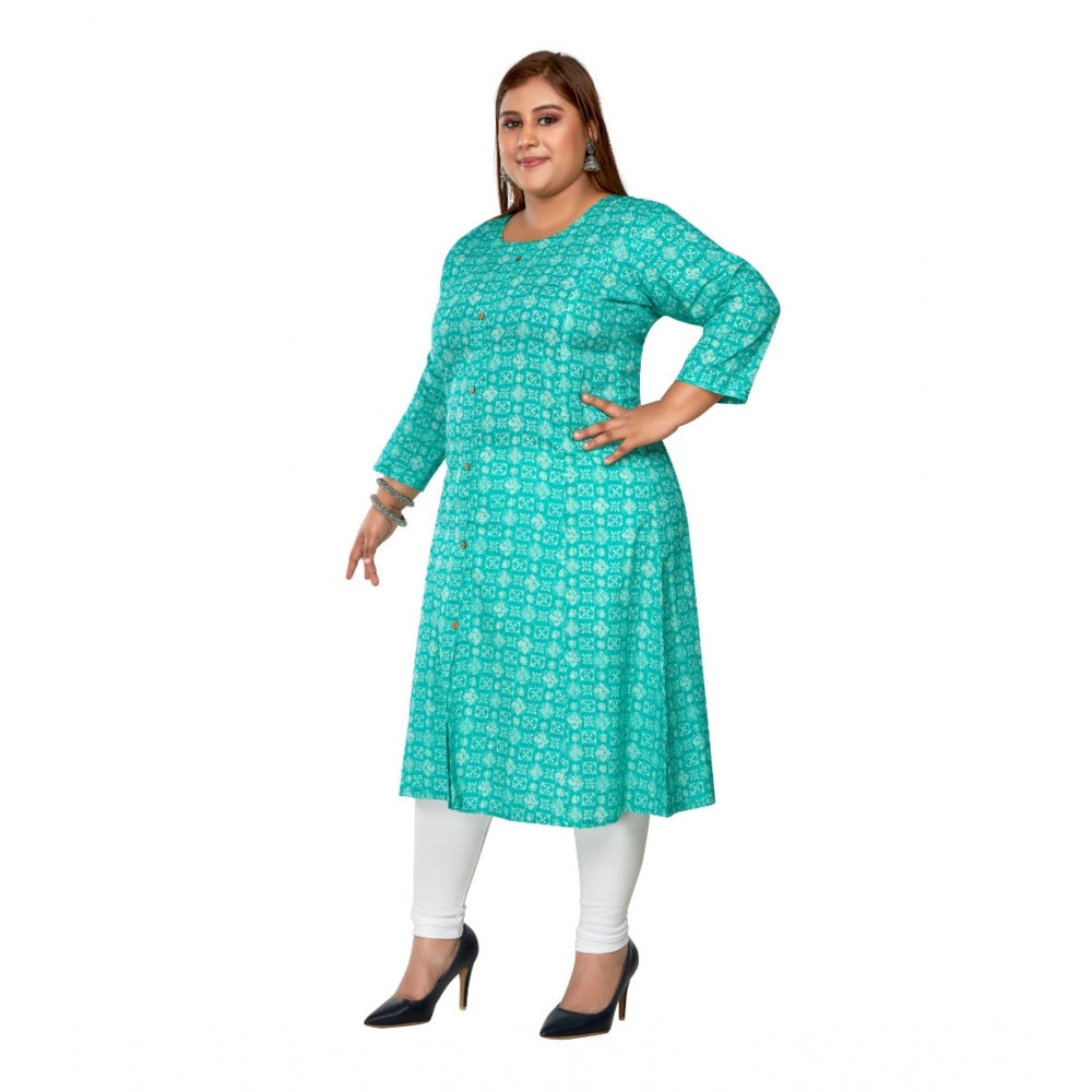 Casual 3/4th Sleeve Regular Printed Pure Cotton Prince Cut A-Line Kurti