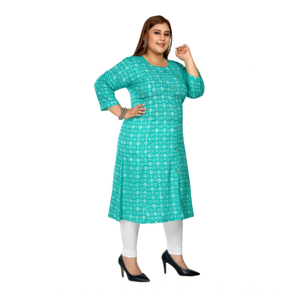 Casual 3/4th Sleeve Regular Printed Pure Cotton Prince Cut A-Line Kurti