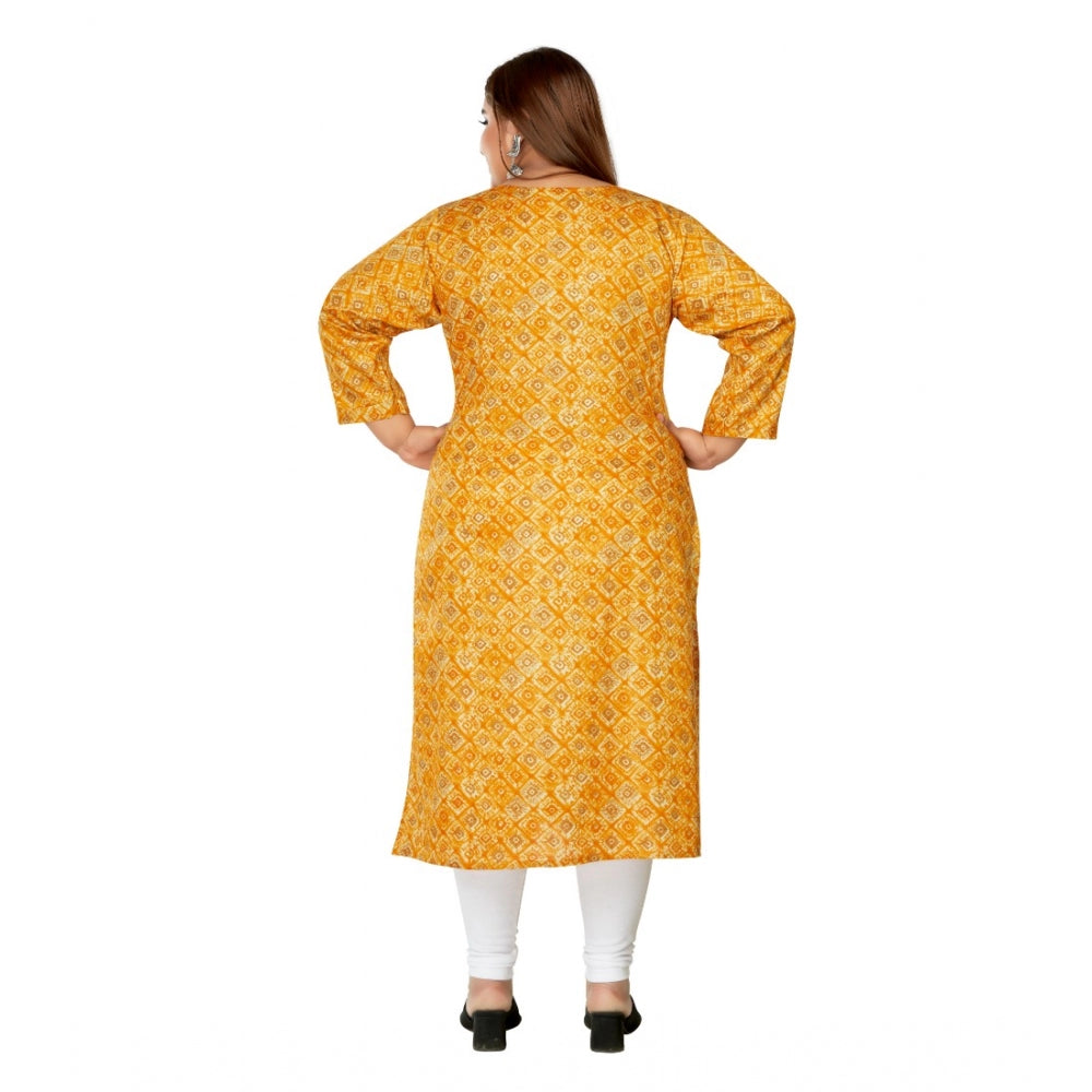 Casual 3/4th Sleeve Golden Foil Printed Capsule Cotton Straight Kurti