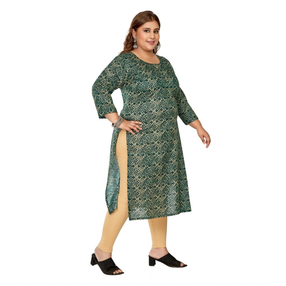 Casual 3/4th Sleeve Golden Foil Printed Capsule Cotton Straight Kurti