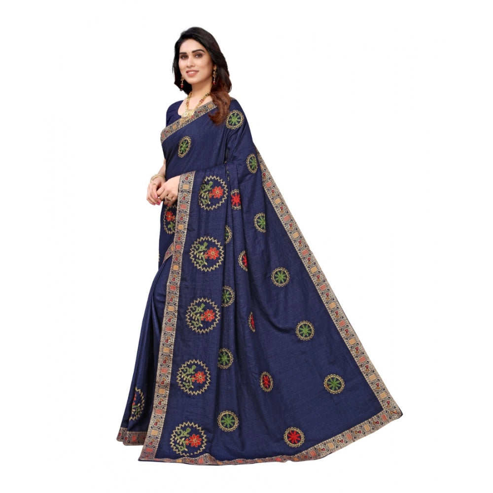 Vichitra Silk Embroidery Sarees