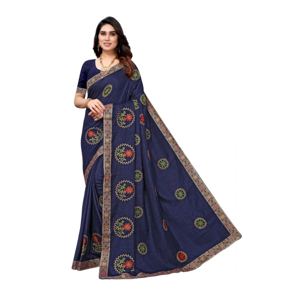 Vichitra Silk Embroidery Sarees