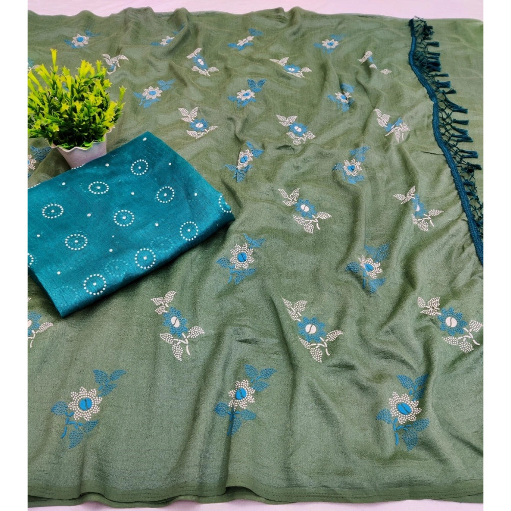 Vichitra Silk Floral Rubber Printed Sarees