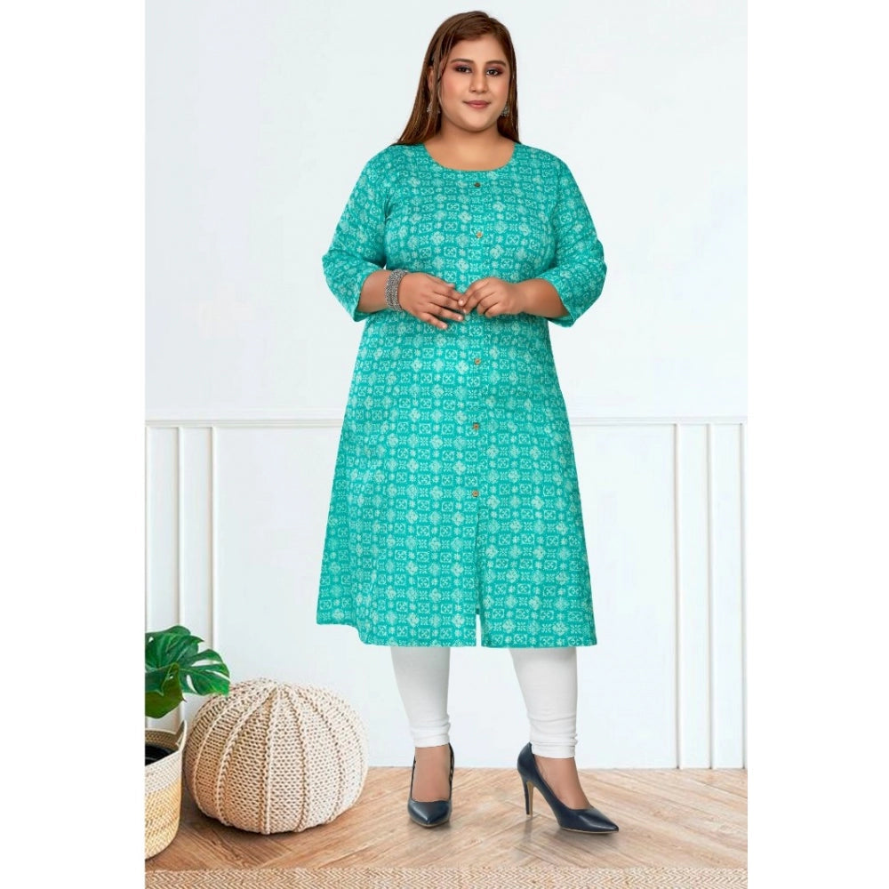 Casual 3/4th Sleeve Regular Printed Pure Cotton Prince Cut A-Line Kurti