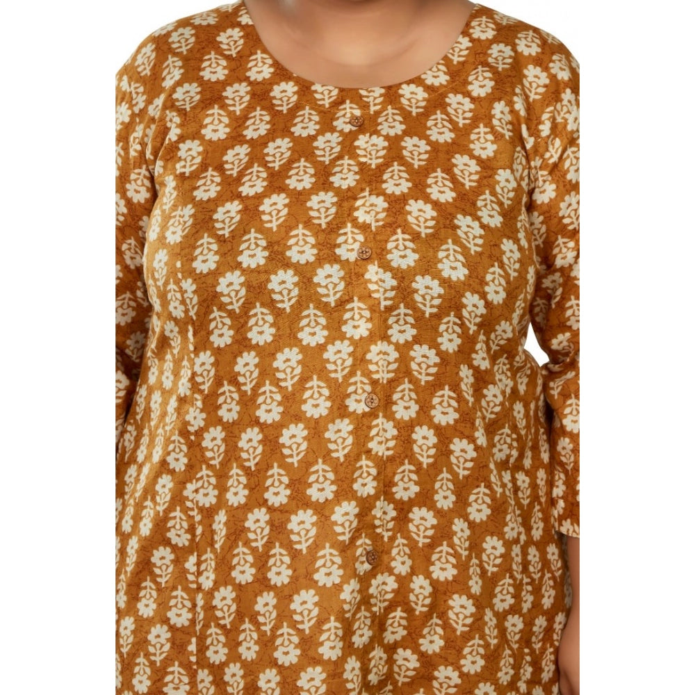 Casual 3/4th Sleeve Printed Pure Cotton Prince Cut A-Line Kurti