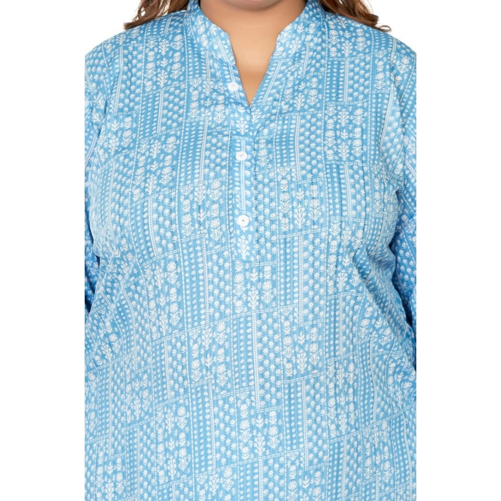 Casual 3/4th Sleeve Full printed Imported Synthetix Straight Kurti