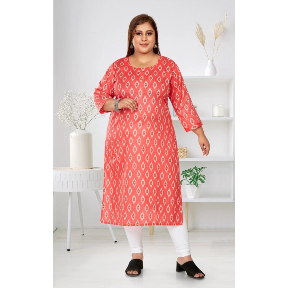 Casual 3/4th Sleeve Ikkat Printed Pure Cotton Straight Kurti