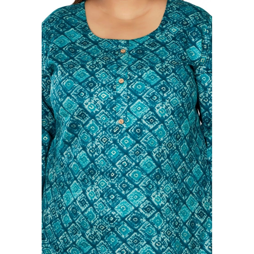 Casual 3/4th Sleeve Golden Foil Printed Capsule Cotton Straight Kurti