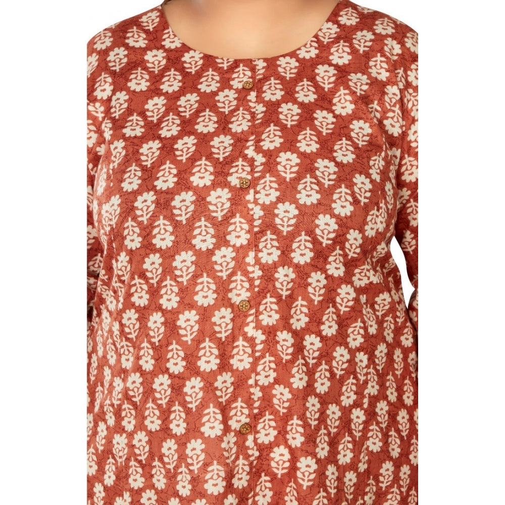 Casual 3/4th Sleeve Printed Pure Cotton Prince Cut A-Line Kurti