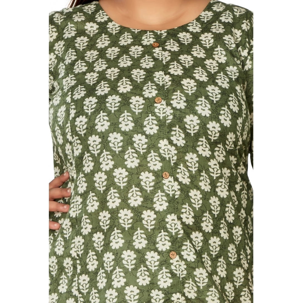 Casual 3/4th Sleeve Printed Pure Cotton Prince Cut A-Line Kurti