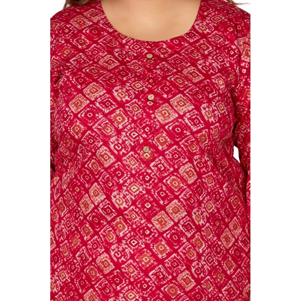 Casual 3/4th Sleeve Golden Foil Printed Capsule Cotton Straight Kurti