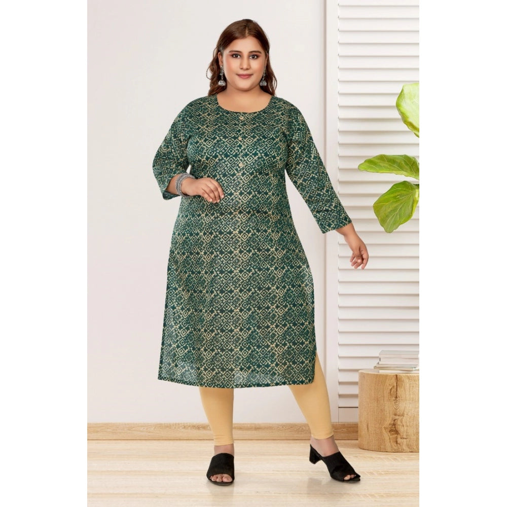 Casual 3/4th Sleeve Golden Foil Printed Capsule Cotton Straight Kurti