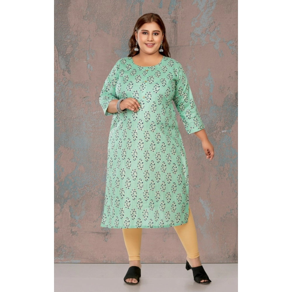 Casual 3/4th Sleeve Golden Foil Printed Pure Cotton Straight Kurti