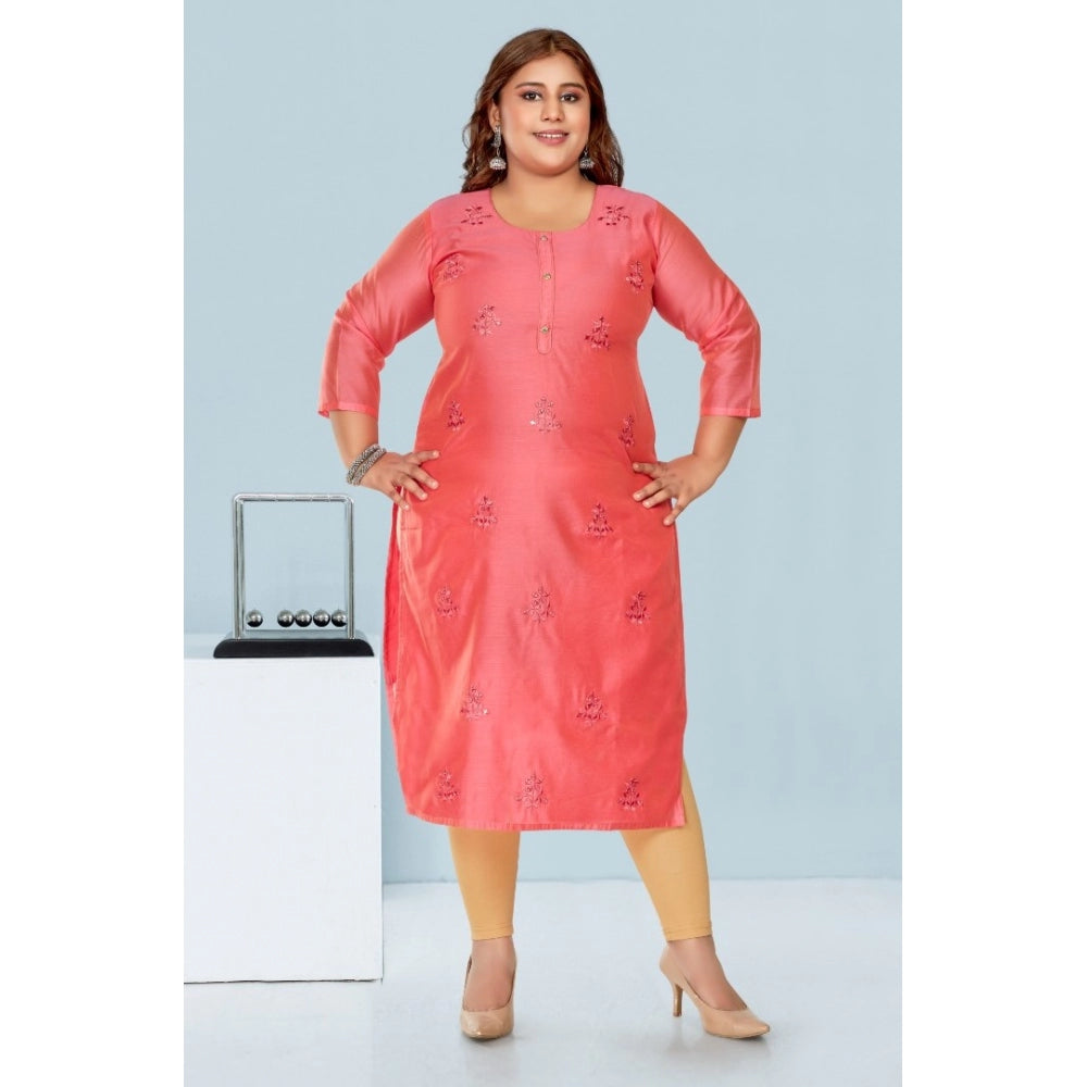 Casual 3/4th Sleeve Mirror Embroided Rayon Straight Kurti