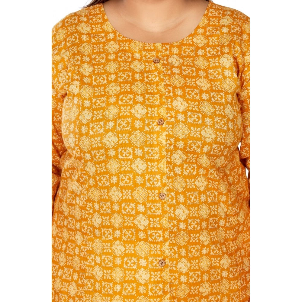 Casual 3/4th Sleeve Regular Printed Pure Cotton Prince Cut A-Line Kurti