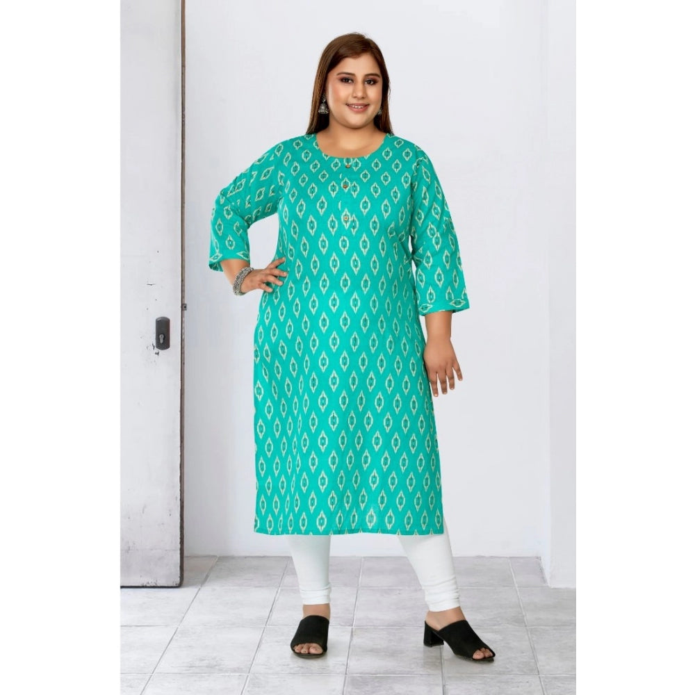 Casual 3/4th Sleeve Ikkat Printed Pure Cotton Straight Kurti