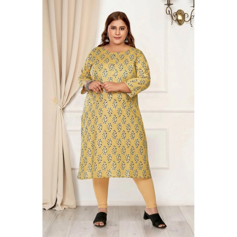 Casual 3/4th Sleeve Golden Foil Printed Pure Cotton Straight Kurti