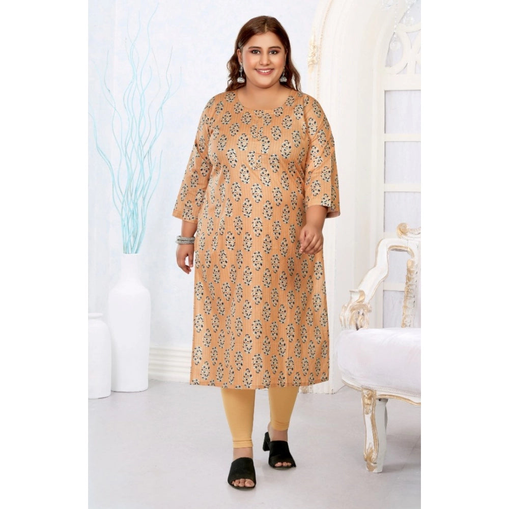 Casual 3/4th Sleeve Golden Foil Printed Pure Cotton Straight Kurti