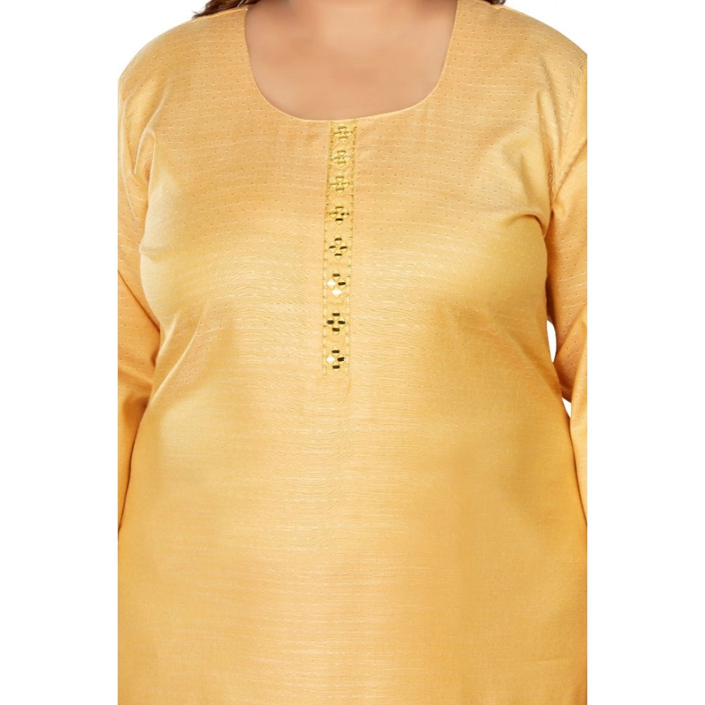 Casual 3/4th Sleeve Mirror Embroided Rayon Straight Kurti