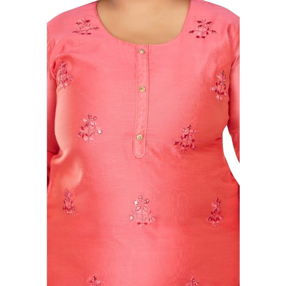 Casual 3/4th Sleeve Mirror Embroided Rayon Straight Kurti