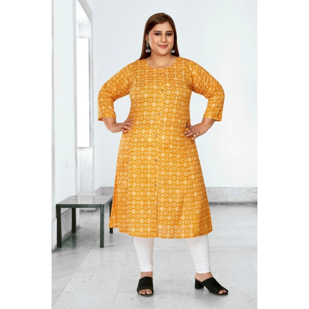 Casual 3/4th Sleeve Regular Printed Pure Cotton Prince Cut A-Line Kurti