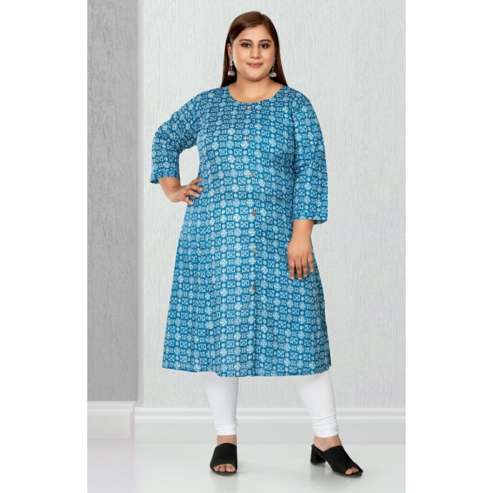 Casual 3/4th Sleeve Regular Printed Pure Cotton Prince Cut A-Line Kurti