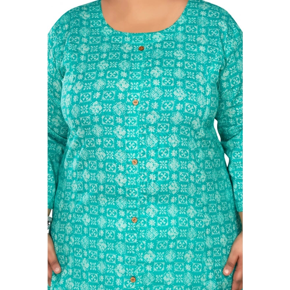 Casual 3/4th Sleeve Regular Printed Pure Cotton Prince Cut A-Line Kurti