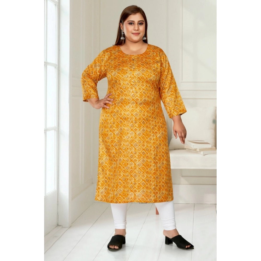 Casual 3/4th Sleeve Golden Foil Printed Capsule Cotton Straight Kurti