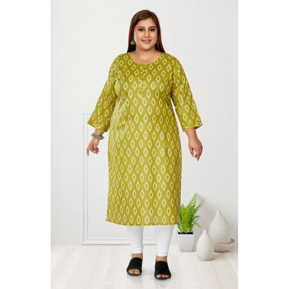 Casual 3/4th Sleeve Ikkat Printed Pure Cotton Straight Kurti