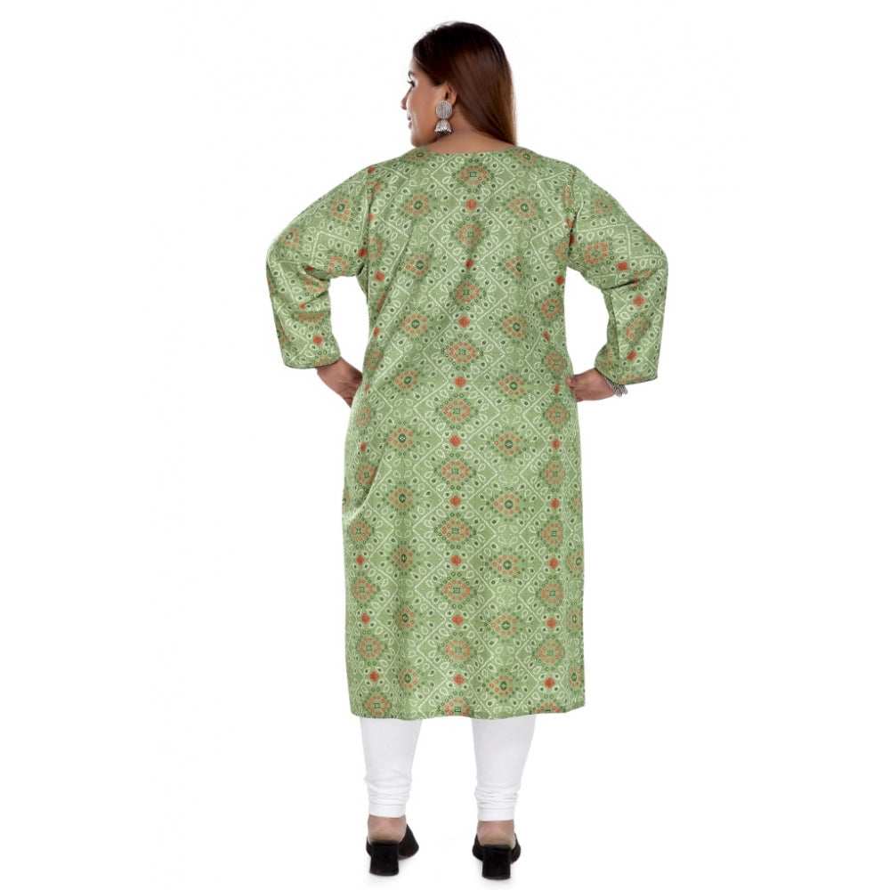 Casual 3/4th Sleeve Rayon Golden Foil Printed Straight Kurti