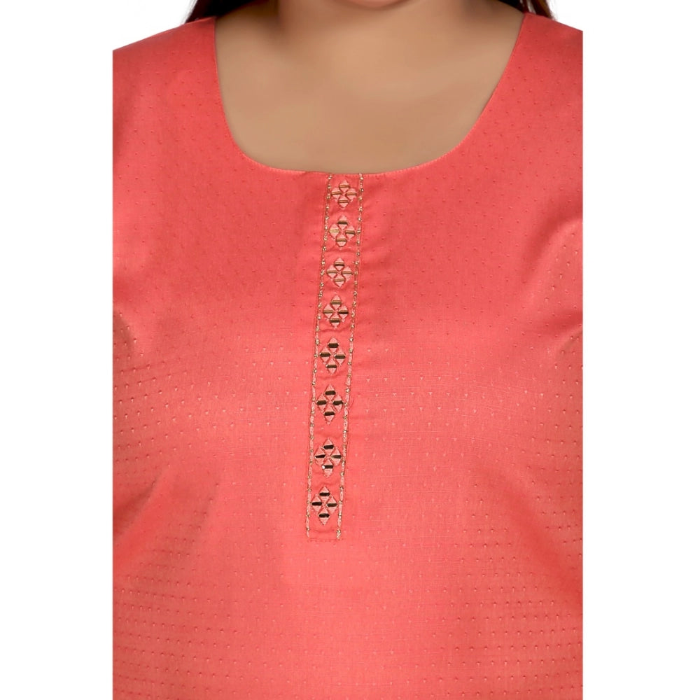 Casual 3/4th Sleeve Rayon Mirror Embroidered Straight Kurti