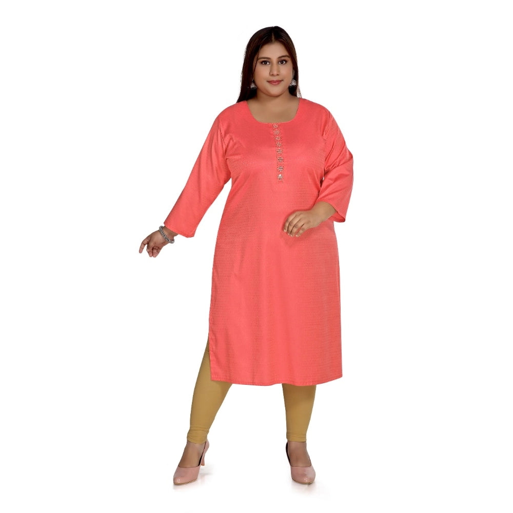 Casual 3/4th Sleeve Rayon Mirror Embroidered Straight Kurti