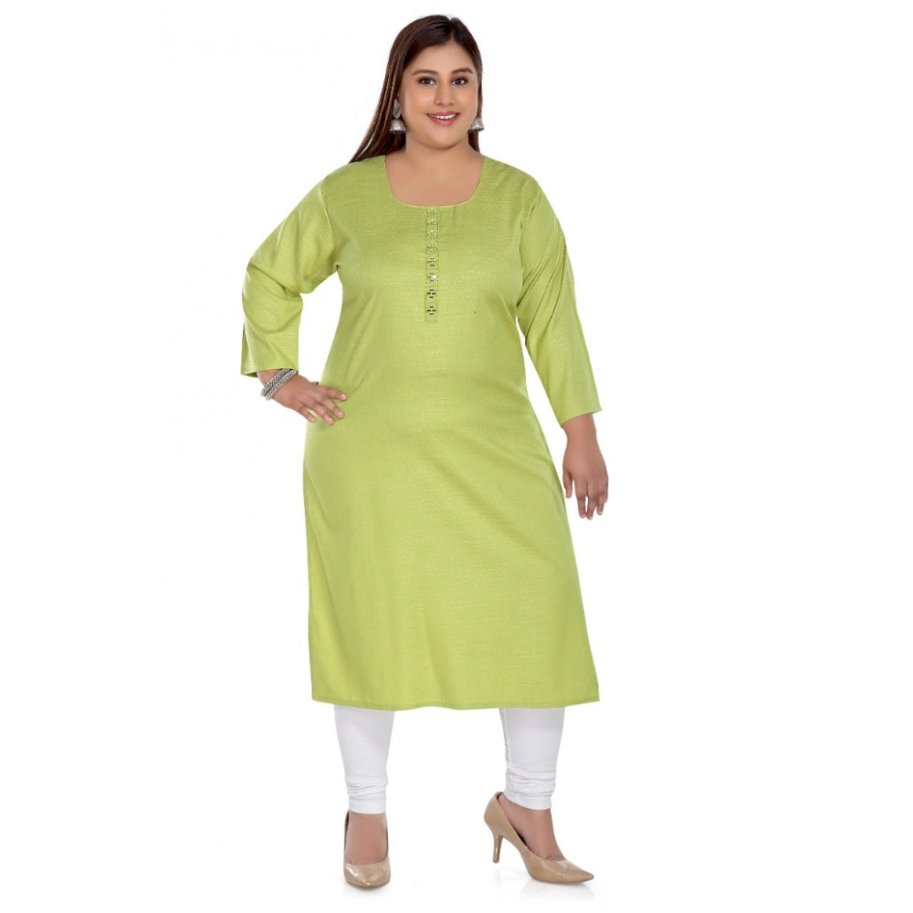 Casual 3/4th Sleeve Rayon Mirror Embroidered Straight Kurti