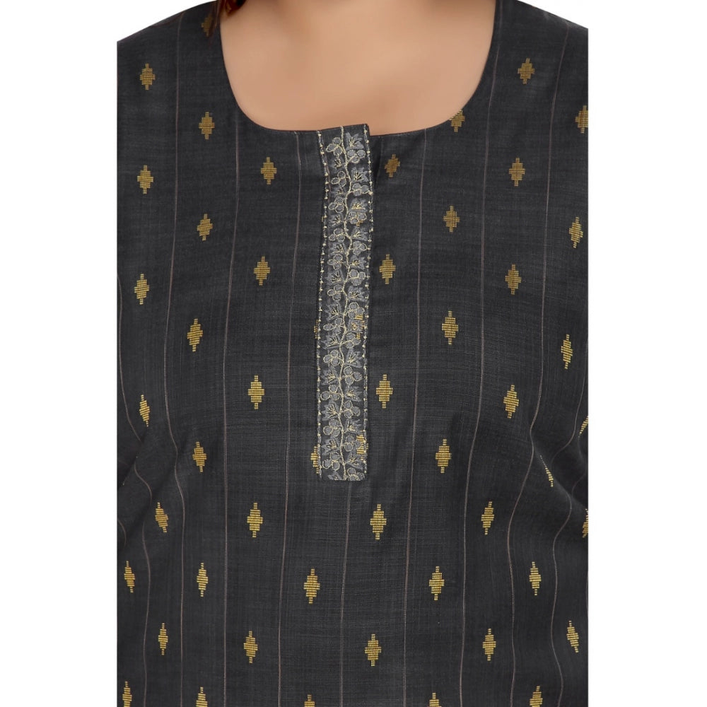 Casual 3/4th Sleeve Cotton Mix Golden Embroidered Straight Kurti