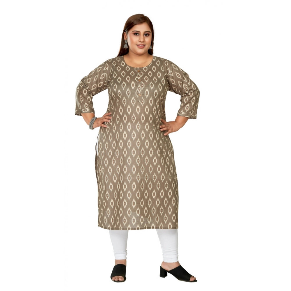 Casual 3/4th Sleeve Pure Cotton Ikkat Printed Straight Kurti