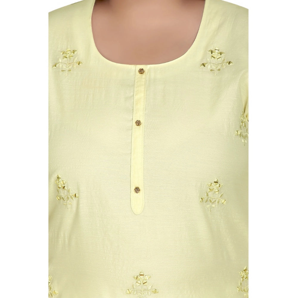 Casual 3/4th Sleeve Rayon Mirror Embroidered Straight Kurti