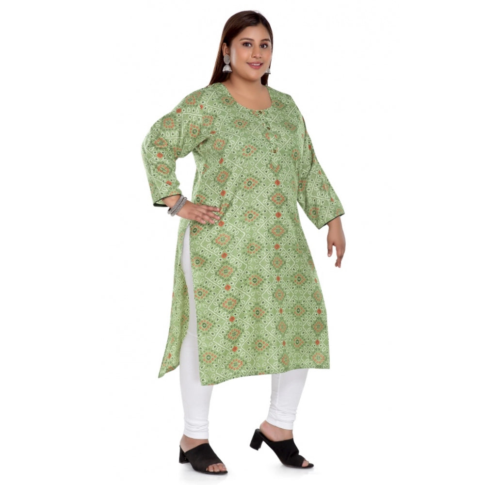 Casual 3/4th Sleeve Rayon Golden Foil Printed Straight Kurti