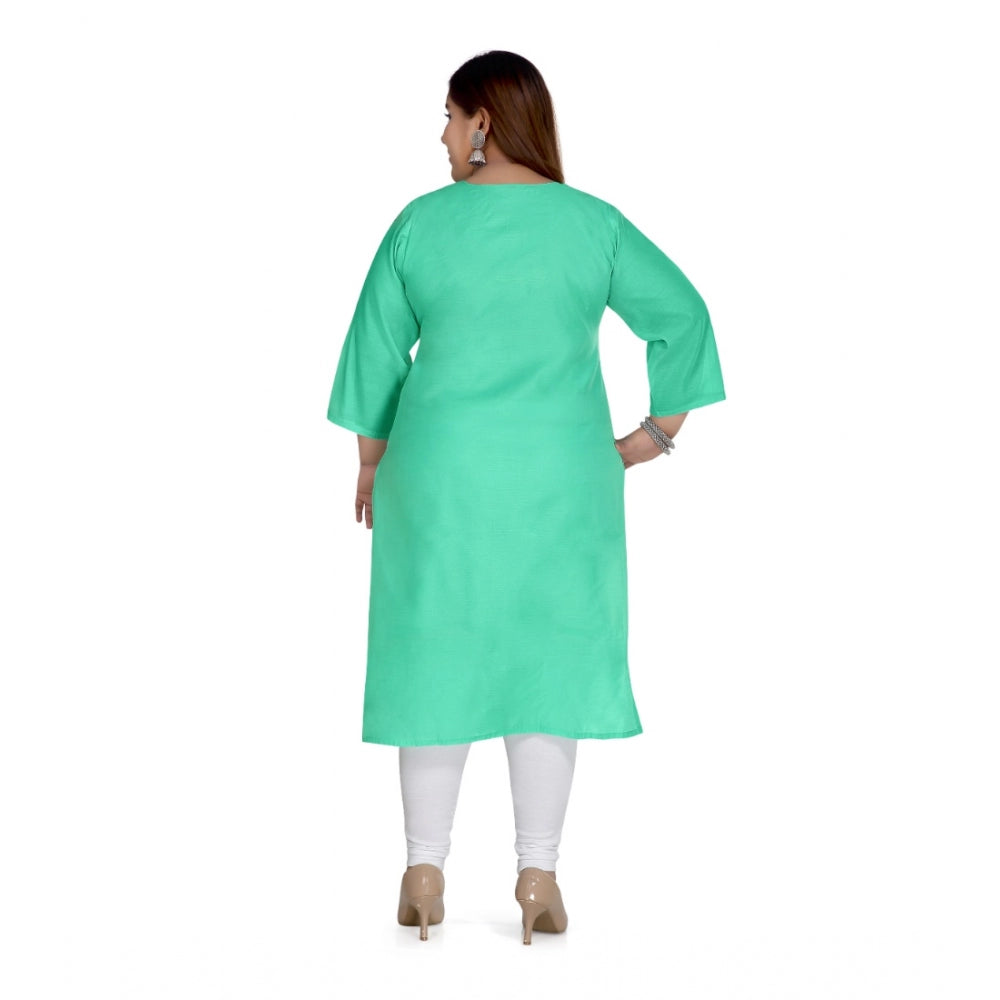 Casual 3/4th Sleeve Rayon Mirror Embroidered Straight Kurti